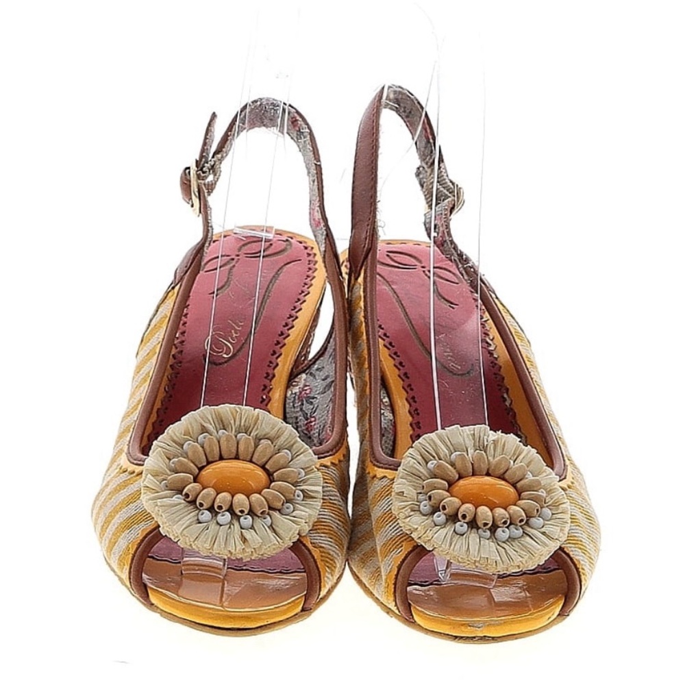 Poetic License Yellow and Cream Striped Wedge Sandals